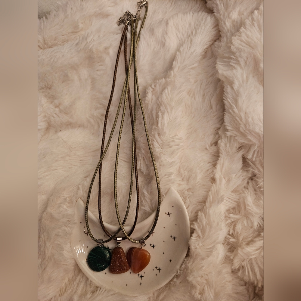 Three Elegant Stone Pendant Necklaces